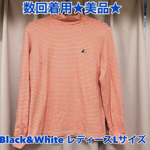 数回着用美品* ブラックアンドホワイトスポーツボートネック長袖Tシャツ サイズL