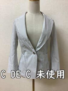 クードシャンス (C DE C) タグ付き未使用 定価19000円 白とグレーストライプ ジャケット 裏地なし サイズ38/M