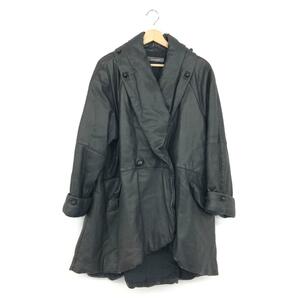 ◆ISSEY MIYAKE イッセイミヤケ レザーコート ◆ ブラック レディース ヴィンテージ 筆タグ 80s 革ジャン アウター