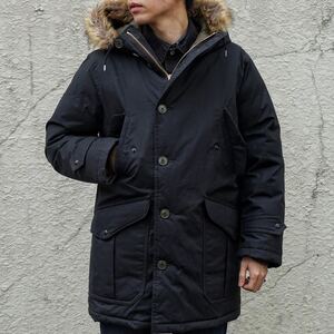 名作 RRL オイルクロスダウンコート S “Travis Waxed Cotton Parka” スミクロの英国性オイルクロス生地 ラルフローレンビンテージ