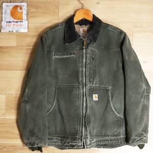 B6S/R1.7-3　アメリカ古着　Carhartt　カーハート　リッジコート　ダック地　ワークジャケット　刺繍　レディース　M　ヴィンテージ