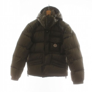 モンクレール MONCLER K2 ダウンジャケット フード付き 長袖 ジップアップ ロゴワッペン 切替 0 XS カーキ ■GY13 /MQ メンズ