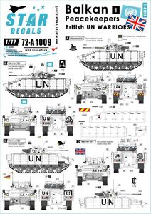 スターデカール 72-A1009 1/72 バルカンの平和維持軍 #1 デカール イギリス 国連 ウォーリア装甲戦闘車