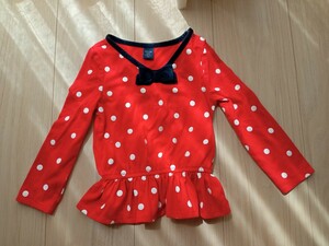 BabyGAP　女の子　長袖Ｔシャツ　赤　水玉　プチバトー PETIT BATEAU