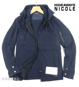 新品 未使用 ハイダウェイ ニコル　Wジップ ミリタリー パーカー　50/XL　紺 ネイビー フーデッド ブルゾン HIDEAWAYS NICOLE メンズ