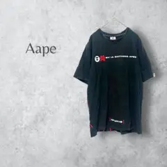 【Aape エイプ】　メンズ　Tシャツ　半袖カットソー　プリント　ブラック　黒