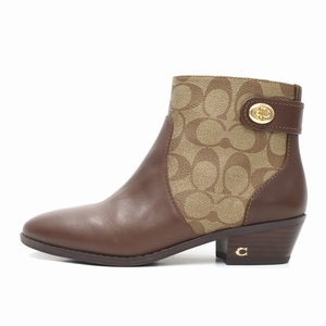 コーチ COACH G5300 DENI LTR-SIG BOOTIE シグネチャー ブーツ 23.0cm ベージュ