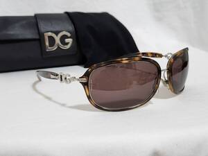 正規美レア DOLCE&GABBANA DGロゴ メタルアイコン サングラス 茶 D&G オーバルコンビフレーム グラマラスアイウェア 希少 付属有