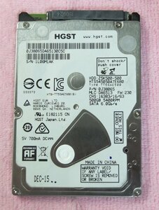 HGST 2.5インチ HDD 500GB 7mm 使用時間 34,416H