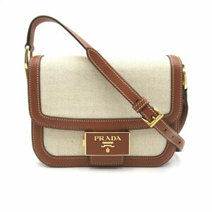 プラダ ショルダーバッグ ブランドオフ PRADA キャンバス ショルダーバッグ キャンバス/レザー 中古 レディース