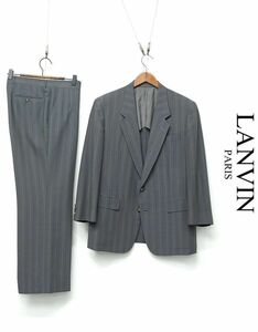 L285/LANVIN セットアップ スーツ テーラードジャケット パンツ ストライプ 2つボタン 背抜き モヘヤ混 48 M ブルーグレー 春夏秋