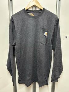 Carhartt カーハート K126-CHR メンズ ロングTシャツ 長袖 胸ポケット付き POCKET チャコールグレー Sサイズ②