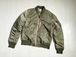 DELUXE デラックス D5195 フライトジャケット BUFFALO MA-1 FLIGHT JKT 裏地花柄 ボタニカル ナイロン リブ L オリーブ △10