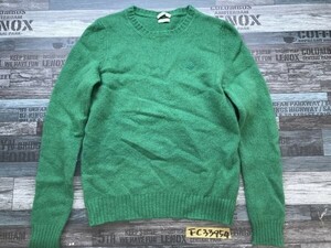 STILE BENETTON ベネトン メンズ ワンポイント刺繍 ウールニットセーター S 緑