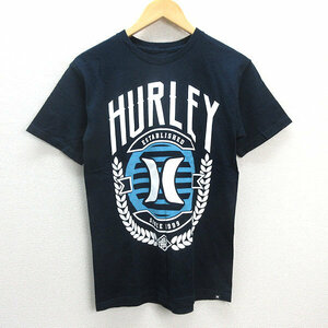 G■ハーレー/Hurley プリントTシャツ/コットン【S】紺/men