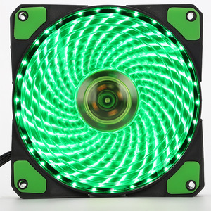 ケースファン 120mm LED 33個 3pin 4pinオス+メス ２個セット　緑