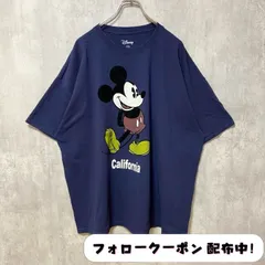 古着 used　Disney　ディズニー　半袖プリントデザインTシャツ　ネイビー　ミッキーマウス　カリフォルニア　オーバーサイズ