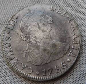 スーペイン、メキシコ(Mexico)？銀貨 1786年 Carlos