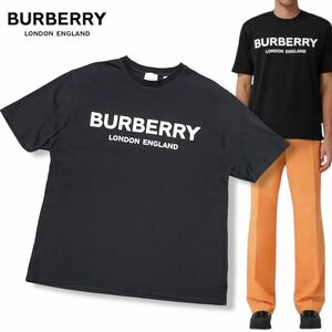 正規品 Burberry London England バーバリー ロンドン LETCHFORD S/S T-Shirt 20ss 半袖コットン フロントロゴ Tシャツ ブラック M