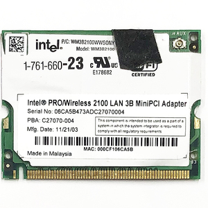 無線LANカード Intel PRO Wireless 2100 LAN 3B MiniPCI Adapter WM3B2100 WM3B2100WWSONY ジャンク 動作未確認 PCパーツ 部品 YA2558