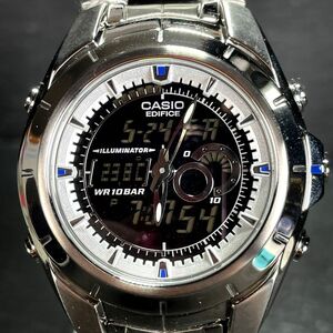 新品 CASIO カシオ EDIFICE エデフィス EFA-119DJ-1A7 腕時計 アナデジ クオーツ パーペチュアル ブラック文字盤 メタルバンド シルバー