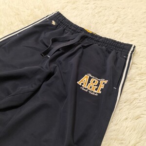 ☆A&F アバクロ トラックパンツ ジャージ 刺繍ロゴ メンズ サイズM ネイビー アバクロンビーアンドフィッチ テック Y2K ブランド古着 USED