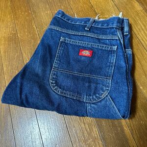 美品Dickies デッキーズヴィンテージデニムパンツ半パンツカットオフ古着メンズコットンアメリカワークパンツ大きい38インチ ペインター