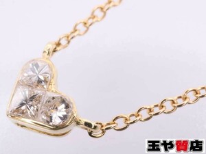 スタージュエリー ネックレス ダイヤ0.05ct ミステリアスハート K18 YG 新品同様