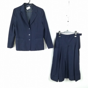 1円 ブレザー スカート 上下2点セット 155A 冬物 女子 学生服 中学 高校 紺 制服 中古 ランクC EY9641