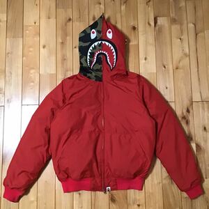 シャーク ダウンジャケット Sサイズ a bathing ape BAPE shark full zip hoodie down jacket エイプ ベイプ パーカー アベイシングエイプ