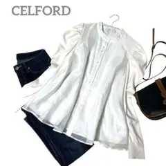 美品✨セルフォード　CELFORD ブラウス　シャツ　ニット　セーター　ホワイト