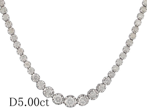 ダイヤモンド/5.00ct テニス ネックレス K18WG