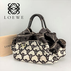 ■LOEWE ロエベ■限定モデル ナッパアイレ アナグラム ハンドバッグ レザー＆ロープ柄のキャンバス