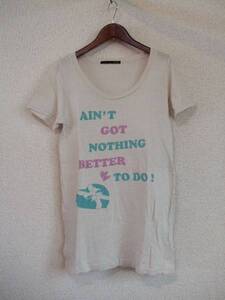 HeatherベージュプリントTシャツチュニック（USED）70613②