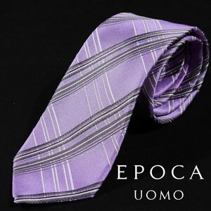 新品1円～★定価1.4万 エポカ ウォモ EPOCA UOMO 日本製 シルク絹100% ネクタイ 織柄 パープル 正規店本物 ◆3617◆