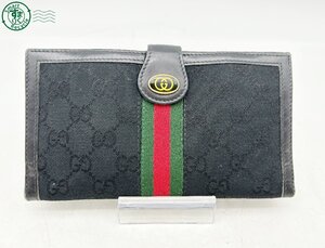 BA0600396　□GUCCI グッチ 長財布 ロングウォレット シェリーライン ブラック 中古品 オールドグッチ ヴィンテージ ウォレット