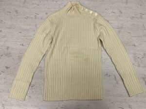 キャサリンハムネット ロンドン KATHARINE HAMNETT LONDON レトロ モード タートルネック ニット セーター レディース ウール100% L 生成り