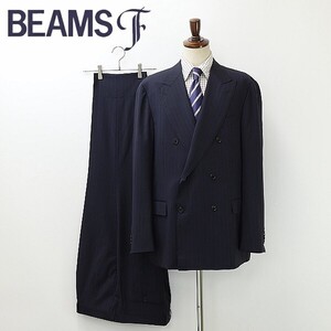 新品◆BEAMS F ビームスF マルチストライプ柄 ダブル スーツ セットアップ ネイビー 紺 58 6R