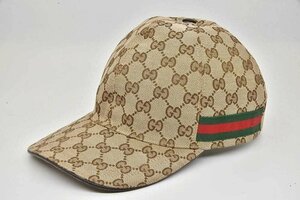 グッチ GUCCI GGキャンバス キャップ 帽子 Lサイズ コットン ベージュ/エボニー ウェブライン 200035