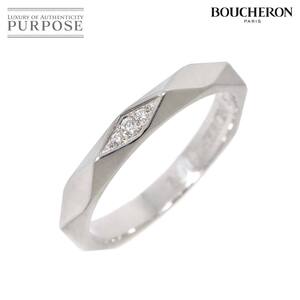 ブシュロン BOUCHERON ファセット MM #51 リング ハーフパヴェ ダイヤ Pt プラチナ 指輪 Diamond Ring【証明書付き】 90261379