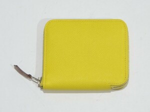 HERMES エルメス アザップ シルクイン コンパクト ウォレット ラウンドファスナー 財布 ライム × セサミ Y-28342B 