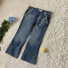 美品　ZARA TRF クロップドジーンズ　ヴィンテージ加工　Lサイズ相当