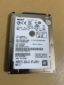 使用0時間 HGST 2.5インチ内蔵HDD 1TB 1000GB HCC541010A9E630 正常判定