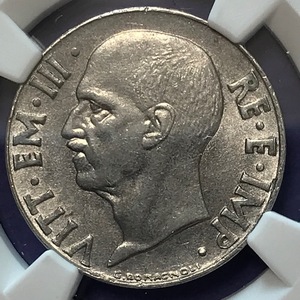 ★1941 イタリア　20チェンテシミ硬貨　NGC AU 58