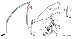 honda Genuine Parts 72235-S6M-003 Right Front Door Run Channel ランチャンネルRフロントドア DC5 acura RSX integra ホンダ インテグラ