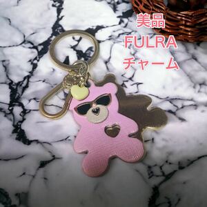 【美品】フルラ FURLA キーホルダー ヴィーナス キーリング ORSO INTERO ハート バッグチャーム　ベアー　ピンクキーチェーン