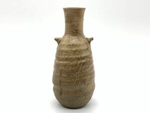 【茶道具】　信楽　銘有り　『双耳花瓶』19.5㎝　茶道具/花瓶/花生/花入/花器　定形外可　N0922H