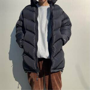 希少 90s THE NORTH FACE ノースフェイス アセント コート ロング ダウン ジャケット 600フィル ブラック 90年代 L 詰め物パンパン 美品