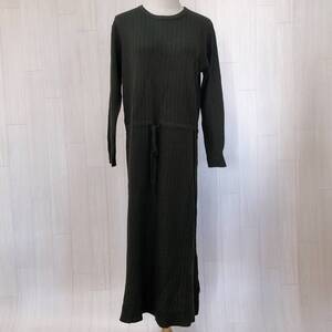 Y0158 chocol raffine robe ショコラフィネ ローブ レディース ワンピース ニット 長袖 ロング丈 薄手 Fサイズ フリーサイズ グリーン 緑 