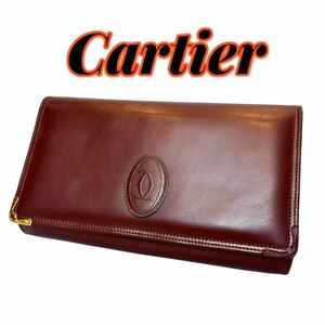 美品 Cartier カルティエ マストライン レザー クラッチバッグ セカンド バッグ ボルドー